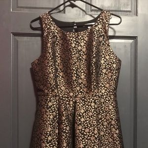 ModCloth Black Gold Flower & Leaf Party Dress